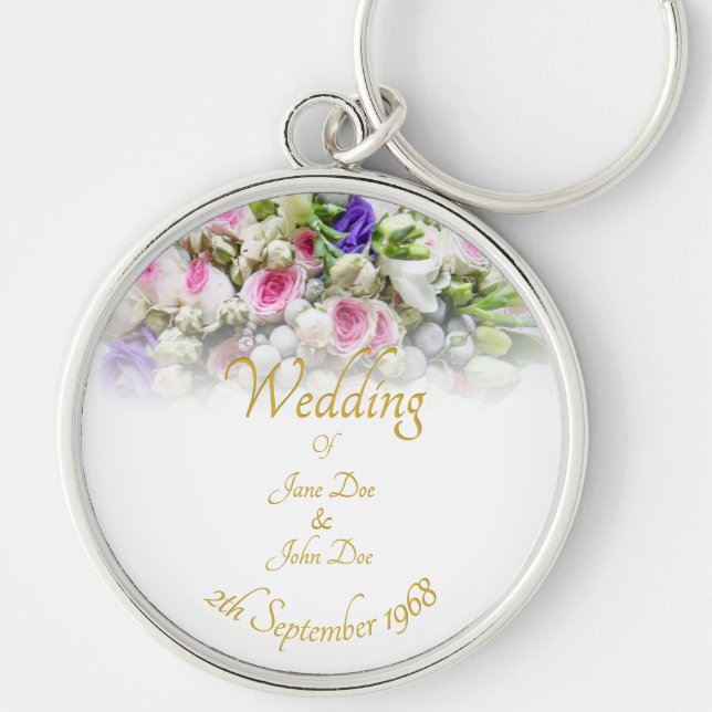 Chaveiro Presente de casamento - Noiva com buquê de casamen (Frente)