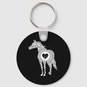 Chaveiro Presente de Cavalo Gráfico de Equinos Brancos Equi