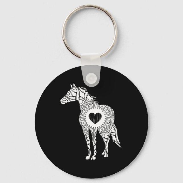 Chaveiro Presente de Cavalo Gráfico de Equinos Brancos Equi (Frente)