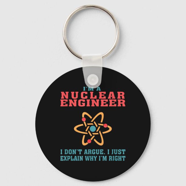 Chaveiro Presente de citação engraçada de Engenheiro Nuclea (Frente)