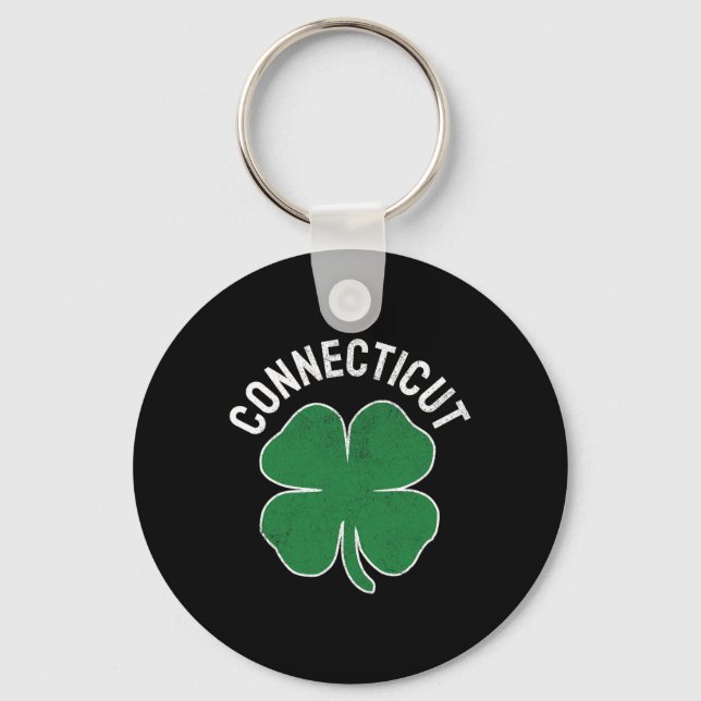 Chaveiro Presente de Connecticut Dia de São Patrício Trevo  (Frente)
