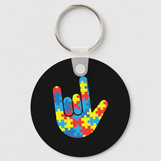 Chaveiro Presente de Consciência do Autismo da Linguagem de (Frente)