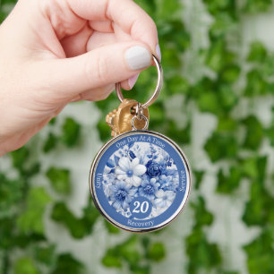 Chaveiro Presente de Etapa de Recuperação Floral Azul Perso