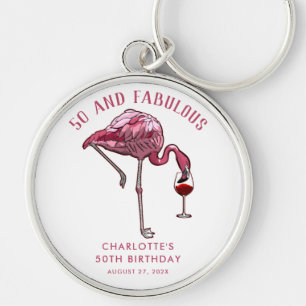 Chaveiro Presente de festa de 50 anos Flamingo Rosa