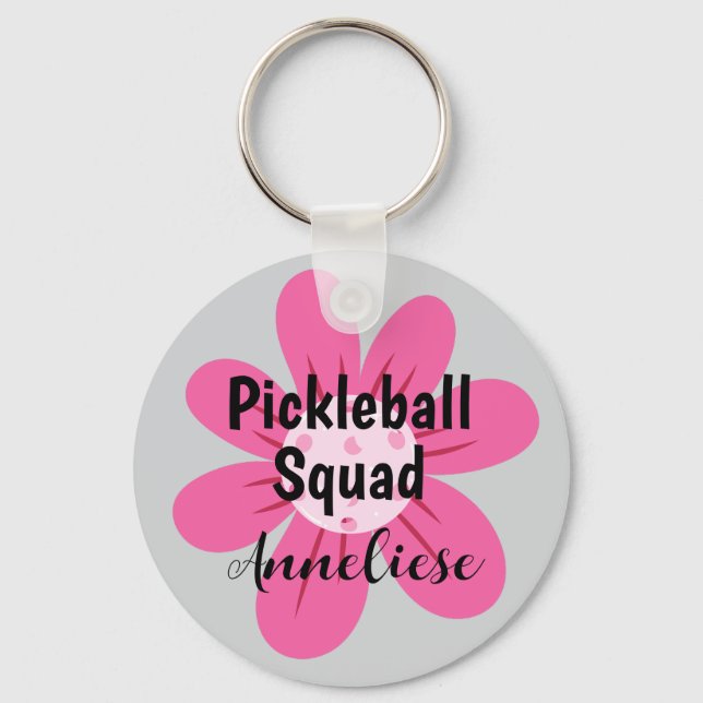 Chaveiro Presente de Flor de Esquadrão de Pickleball Person (Frente)