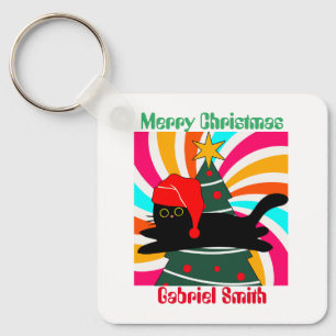 Chaveiro presente de gato natal vintage