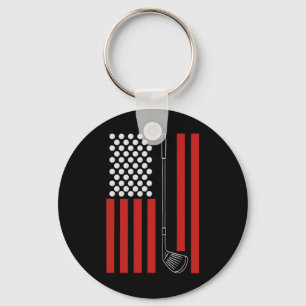 Chaveiro Presente de Golfe da Bandeira Americana Retro Para