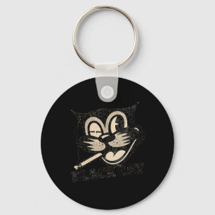Chaveiro Presente de Halloween Gato Preto Fumando Vintage R