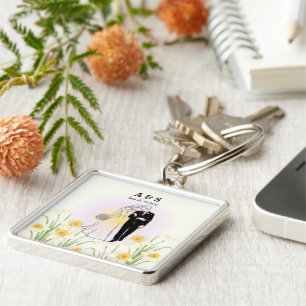 Chaveiro Presente de Ilustração de Casal Personalizada –