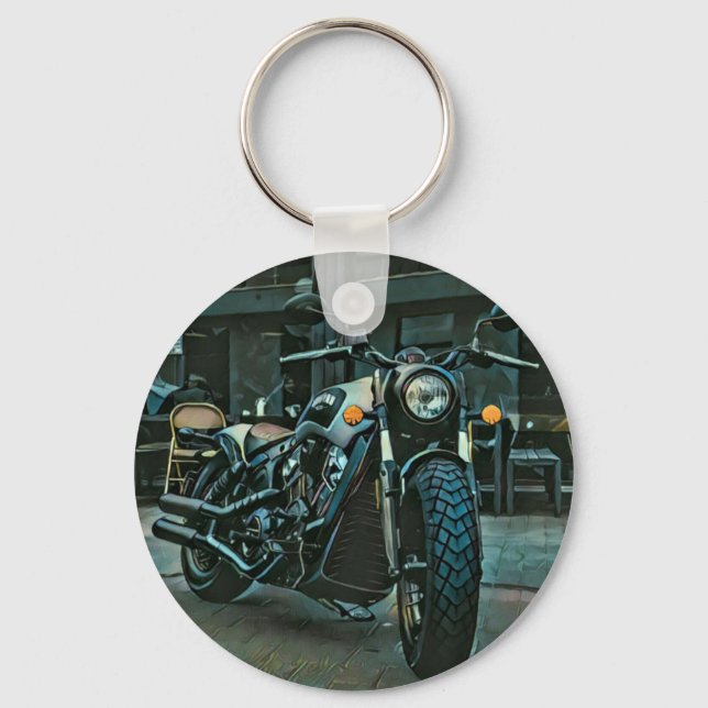 Chaveiro presente de motociclista de retro (Frente)