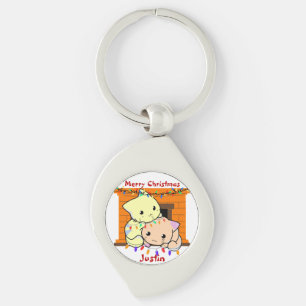 Chaveiro presente de natal de gatos, nome personalizado