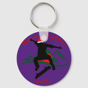 Chaveiro presente de natal de skate, nome personalizado