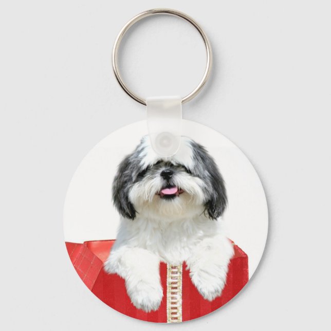 Chaveiro presente de Natal Shih Tzu (Frente)