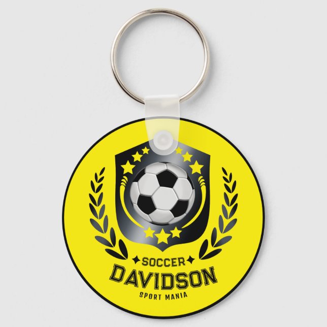 Chaveiro Presente de Nome de Futebol Personalizado Amarelo  (Frente)