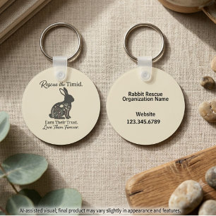 Chaveiro Presente de Resgate de Coelho Floral Suave e Creme