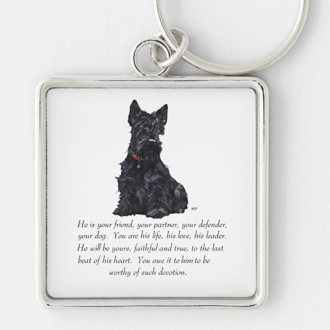 Chaveiro Presente de Scottish Terrier - Cão MACHO (Frente)