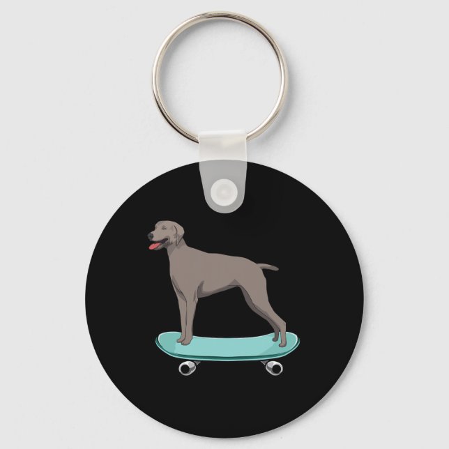Chaveiro Presente de skate para meninos fofos Weimaraner We (Frente)
