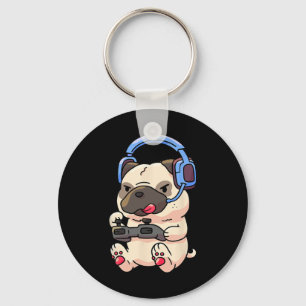 Chaveiro Presente de Videogame Pug Gamer Pugs de Jogos 