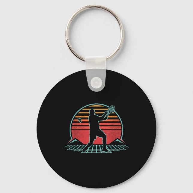 Chaveiro Presente do jogador de estilo Badminton Retro Vint (Frente)