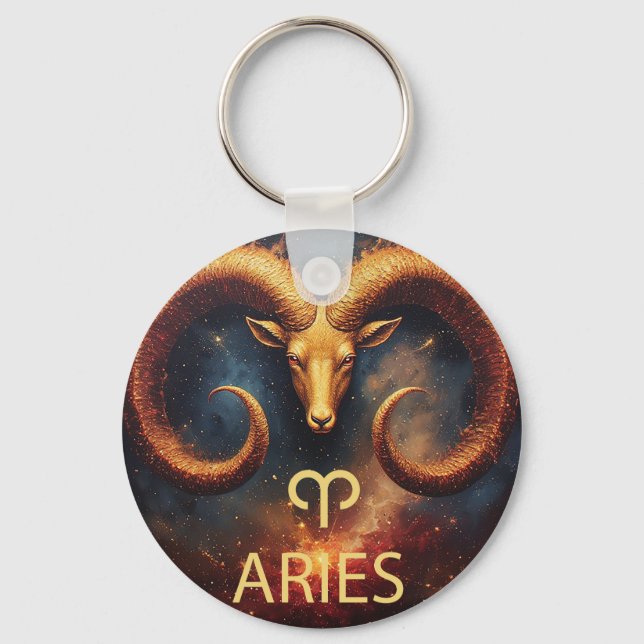 Chaveiro ♈ Presente do Zodíaco de Áries com Estilo Clássico (Frente)