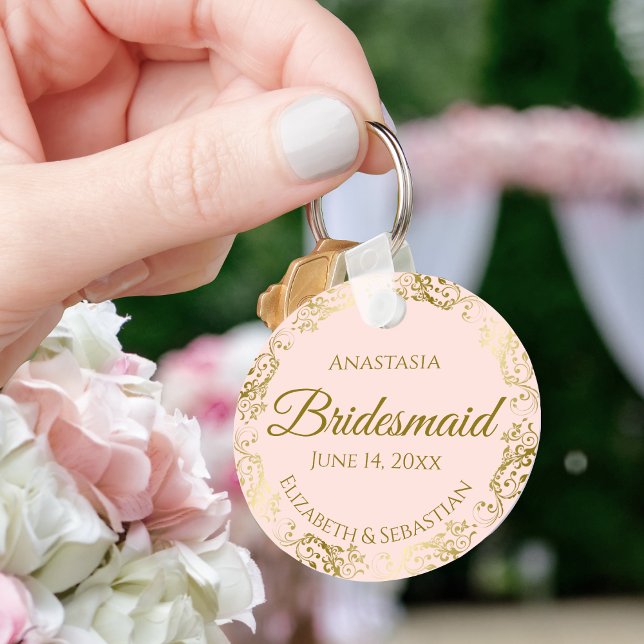 Chaveiro Presente Dourado de Casamento de Bridesmaid em Ros (Criador carregado)