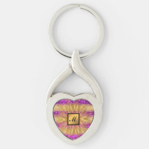 Chaveiro Presente Dourado Roxo Roxo-Roxo Monograma