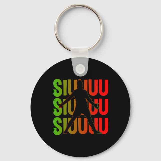 Chaveiro Presente engraçado de futebol Siuuuu para fã de fu (Frente)