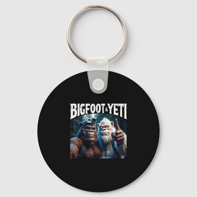 Chaveiro Presente engraçado de selfie de Pé Grande e Yeti p (Frente)