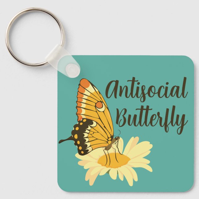 Chaveiro Presente engraçado para a borboleta antissocial in (Frente)