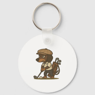 Chaveiro Presente Engraçado para Golfista � Dachshund no Te