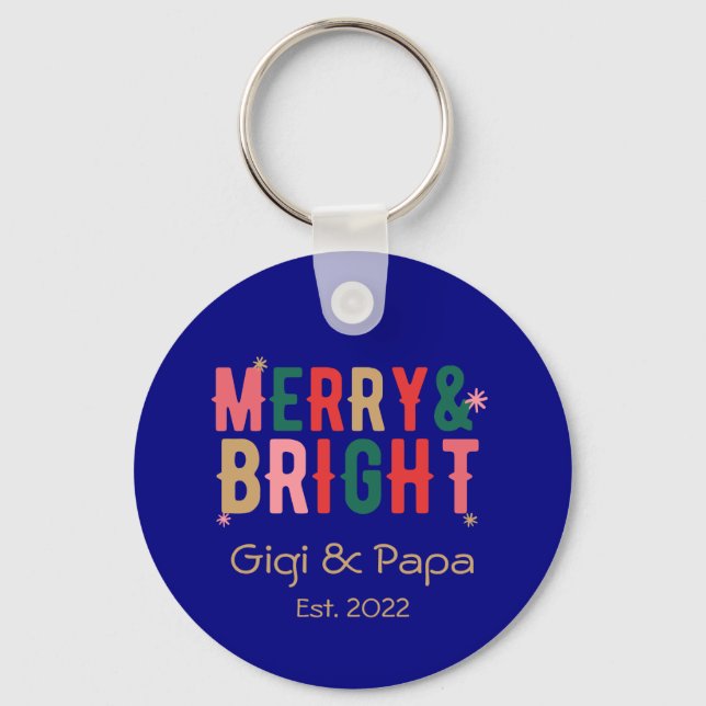 Chaveiro Presente Feliz & Brilhante para Avós Gigi e Papai (Frente)