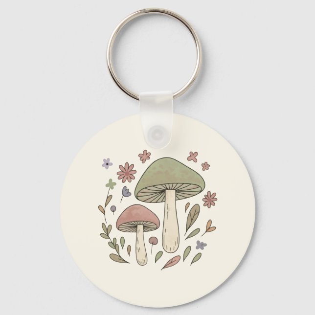 Chaveiro Presente Floral de Cogumelos Personalizado Cottage (Frente)