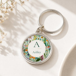 Chaveiro Presente Floral Personalizado com Inicial do Nome