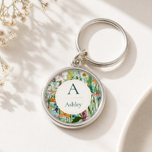 Chaveiro Presente Floral Personalizado com Inicial do Nome 