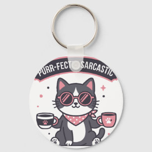 Chaveiro Presente para Amante de Café com Bandana de Gato L