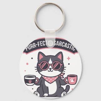 Chaveiro Presente para Amante de Café com Bandana de Gato L