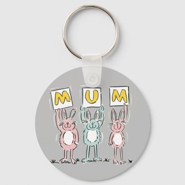 Chaveiro Presente para Mãe Coelhinhos Divertidos Design (Frente)