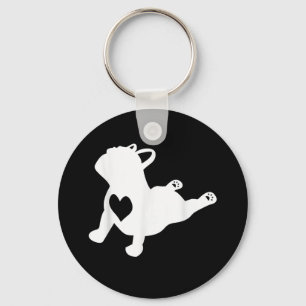 Chaveiro Presente para o Bulldog Yoga Pose Love Heart Worko