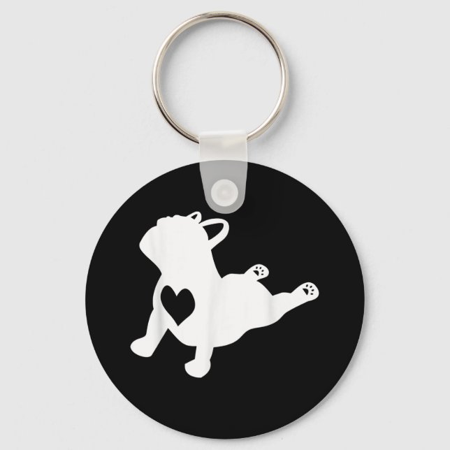 Chaveiro Presente para o Bulldog Yoga Pose Love Heart Worko (Frente)