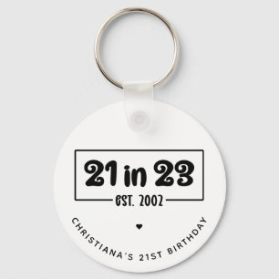 Chaveiro Presente personalizado de 21º aniversário 21 em 23
