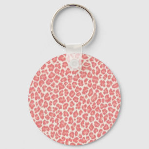 Chaveiro Presentes com Estampa de Leopardo Rosa e Creme