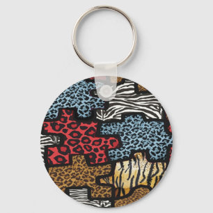 Chaveiro Presentes com Estampa de Puzzle Leopardo Zebra Roc