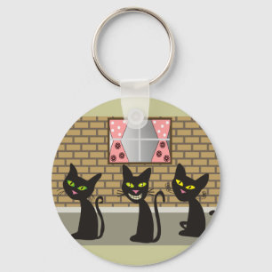 Chaveiro Presentes da arte do gato preto "nós três amigo