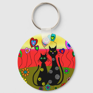 Chaveiro Presentes da arte dos amantes do gato preto