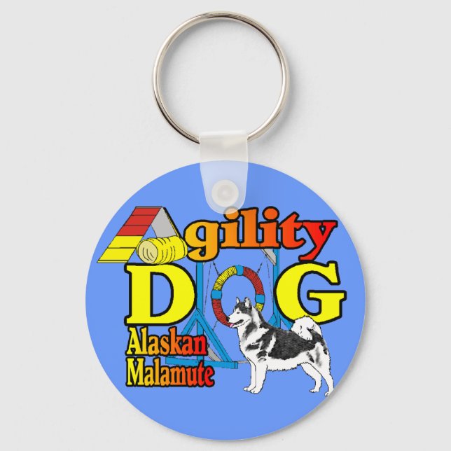 Chaveiro Presentes de agilidade no Alaska Malamute (Frente)
