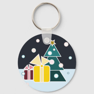 Chaveiro Presentes de árvore de Natal escandinava retrô Art
