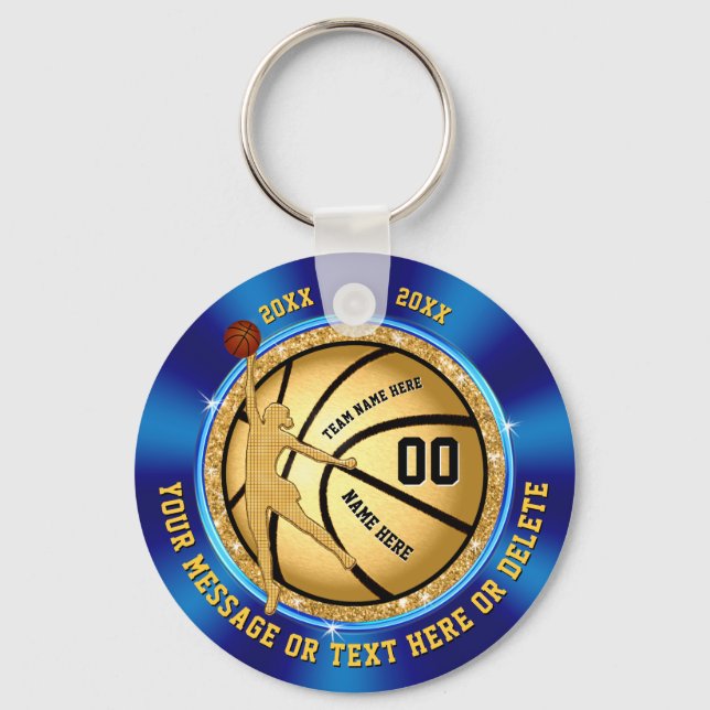 Chaveiro Presentes de Basquete Baratos Blue Gold para Equip (Frente)