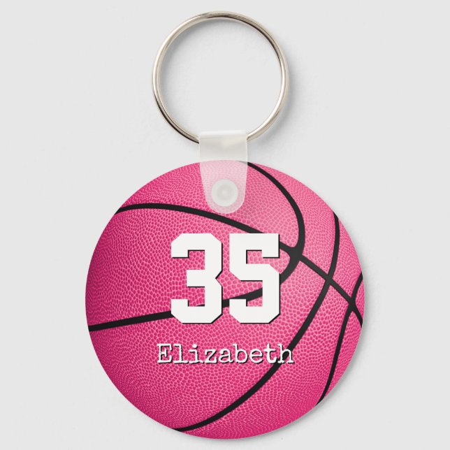 Chaveiro presentes de basquete feminina rosa personalizados (Frente)