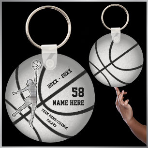 Chaveiro Presentes de basquete feminino com texto e cores