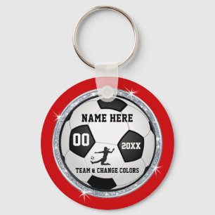 Chaveiro Presentes de futebol vermelho, prateado e preto ba